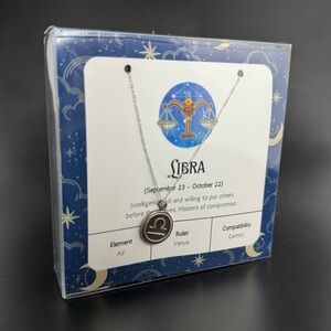 Libra Zodiac Medallion Necklace .925 Sterling Silver